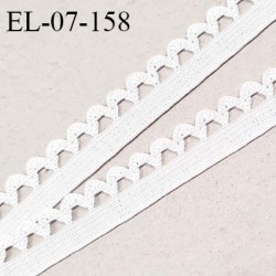 Elastique picot 7 mm lingerie haut de gamme couleur blanc largeur 7 mm + 7 mm de picots allongement +100% prix au mètre