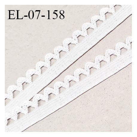 Elastique picot 7 mm lingerie haut de gamme couleur blanc largeur 7 mm + 7 mm de picots allongement +100% prix au mètre