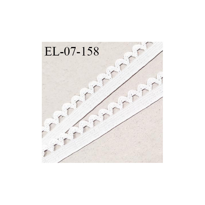 Elastique picot 7 mm lingerie haut de gamme couleur blanc largeur 7 mm + 7 mm de picots allongement +100% prix au mètre