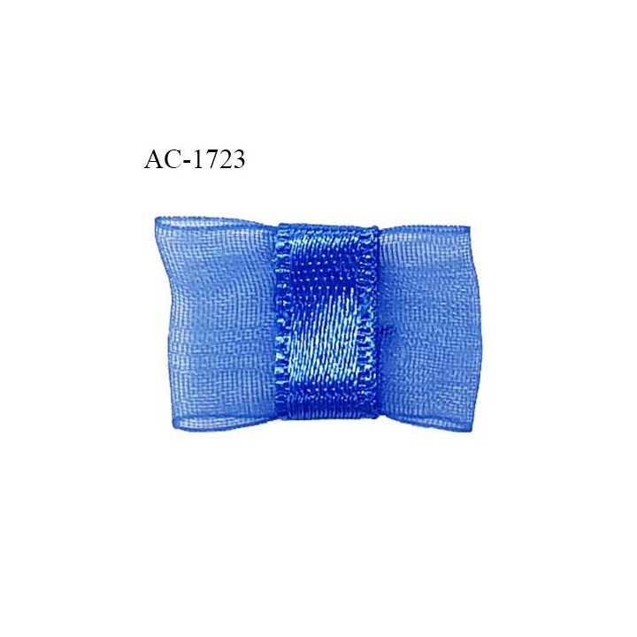 Noeud lingerie 20 mm haut de gamme en mousseline mate et centre satin couleur nuit bleue prix à l'unité