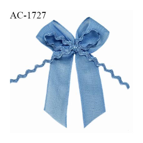 Noeud lingerie 40 mm haut de gamme en mousseline mate couleur bleu horizon largeur 40 mm hauteur 50 mm prix à l'unité