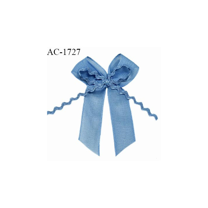 Noeud lingerie 40 mm haut de gamme en mousseline mate couleur bleu horizon largeur 40 mm hauteur 50 mm prix à l'unité