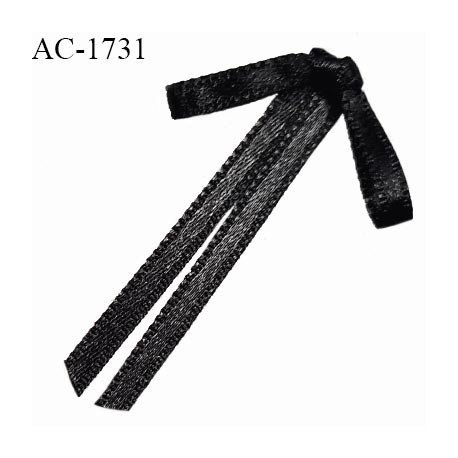 Noeud lingerie 28 mm satin haut de gamme boucles tombantes couleur noir largeur 28 mm hauteur 45 mm prix à l'unité