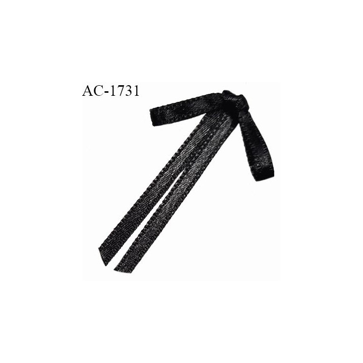 Noeud lingerie 28 mm satin haut de gamme boucles tombantes couleur noir largeur 28 mm hauteur 45 mm prix à l'unité
