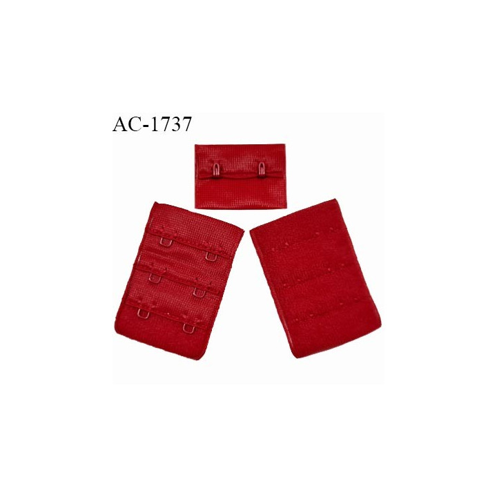 Agrafe 38 mm attache SG haut de gamme couleur rouge flamboyant 3 rangées 2 crochets largeur 38 mm hauteur 55 mm prix à l'unité