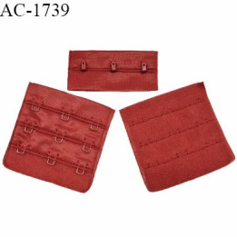 Agrafe 57 mm attache SG haut de gamme couleur rouge rubis 3 rangées 3 crochets largeur 57 mm hauteur 55 mm prix à l'unité