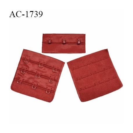 Agrafe 57 mm attache SG haut de gamme couleur rouge rubis 3 rangées 3 crochets largeur 57 mm hauteur 55 mm prix à l'unité