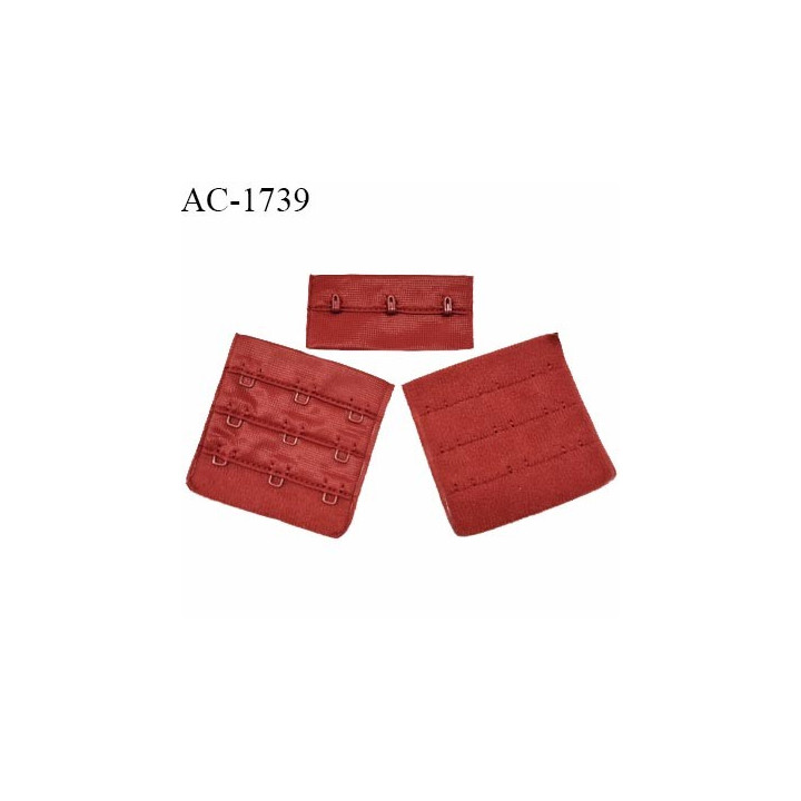Agrafe 57 mm attache SG haut de gamme couleur rouge rubis 3 rangées 3 crochets largeur 57 mm hauteur 55 mm prix à l'unité
