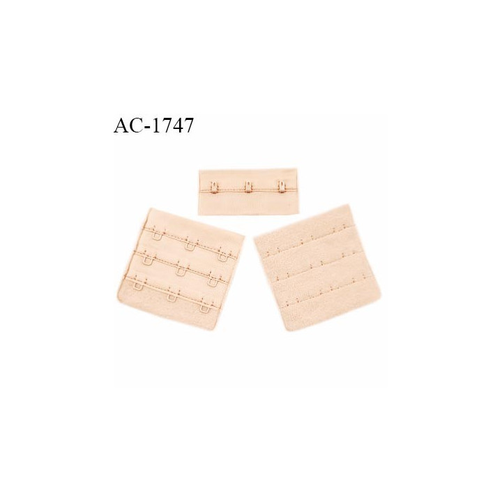 Agrafe 57 mm attache SG haut de gamme couleur chair caramel 3 rangées 3 crochets largeur 57 mm hauteur 55 mm prix à l'unité