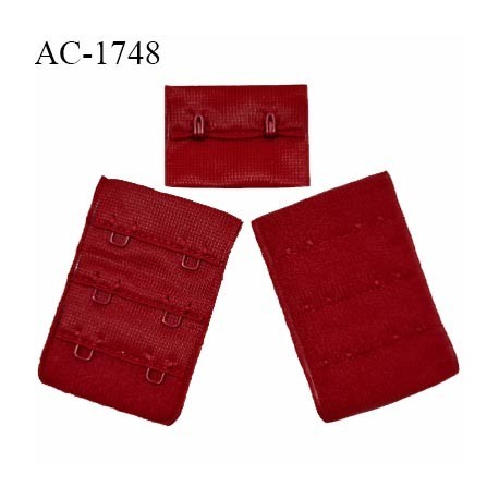 Agrafe 38 mm attache SG haut de gamme couleur rouge rubis 3 rangées 2 crochets largeur 38 mm hauteur 55 mm prix à l'unité