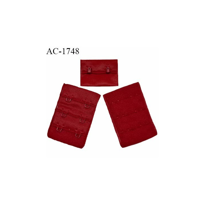 Agrafe 38 mm attache SG haut de gamme couleur rouge rubis 3 rangées 2 crochets largeur 38 mm hauteur 55 mm prix à l'unité