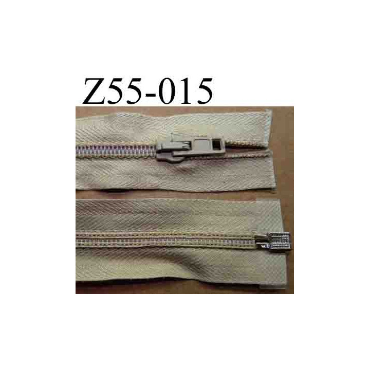 fermeture éclair longueur 55 cm couleur beige séparable largeur 3.2 cm zip glissière nylon largeur 6 mm