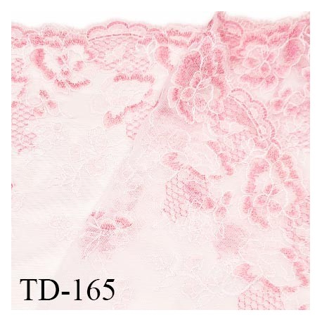 Dentelle broderie sur tulle 26 cm très haut de gamme largeur 26 cm couleur naturel et rose très belle prix pour un mètre