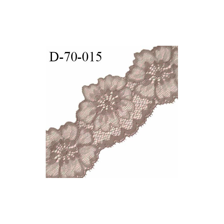 Tissu dentelle brodée 7 cm extensible haut de gamme couleur taupe largeur 7 cm prix pour 1 mètre de longueur