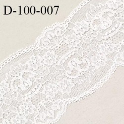 Dentelle brodée 100 mm haut de gamme extensible couleur blanc largeur 100 mm prix au mètre