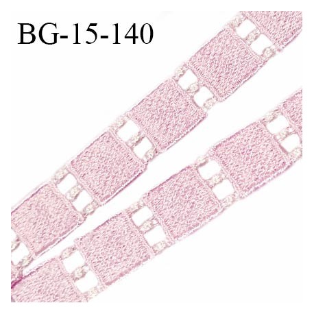Galon ruban 15 mm guipure haut de gamme couleur rose et naturel largeur 15 mm prix au mètre