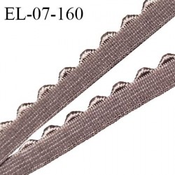 Elastique picot 7 mm lingerie haut de gamme couleur marron bronze largeur 7.5 mm + 2 mm de picots prix au mètre