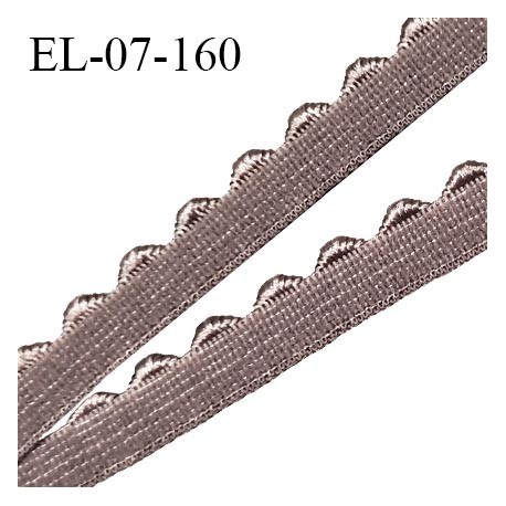 Elastique picot 7 mm lingerie haut de gamme couleur marron bronze largeur 7.5 mm + 2 mm de picots prix au mètre