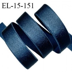 Elastique lingerie 15 mm haut de gamme couleur bleu brillant bonne élasticité allongement +70% largeur 15 mm prix au mètre