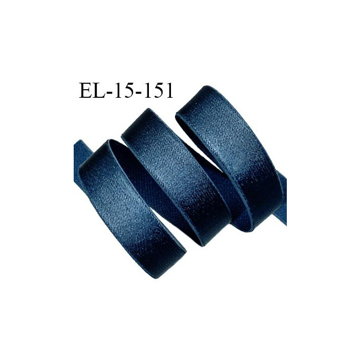 Elastique lingerie 15 mm haut de gamme couleur bleu brillant bonne élasticité allongement +70%  largeur 15 mm prix au mètre