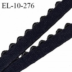 Elastique lingerie 10 mm picot haut de gamme couleur bleu nuit tirant vers le noir largeur 10 mm élasticité +150% prix au mètre