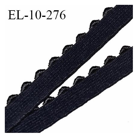 Elastique lingerie 10 mm picot haut de gamme couleur bleu nuit tirant vers le noir largeur 10 mm élasticité +150% prix au mètre