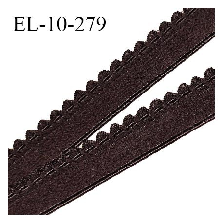 Elastique lingerie 10 mm picot haut de gamme couleur marron foncé ou wenge largeur 10 mm élasticité +160% prix au mètre