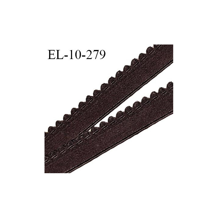 Elastique lingerie 10 mm picot haut de gamme couleur marron foncé ou wenge largeur 10 mm élasticité +160% prix au mètre
