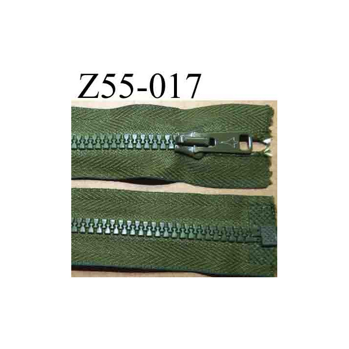 fermeture éclair longueur 55 cm couleur vert kaki séparable largeur 3.2 cm zip glissière nylon largeur 6 mm