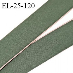 Elastique 25 mm lingerie haut de gamme couleur vert et bordures chair prix au mètre