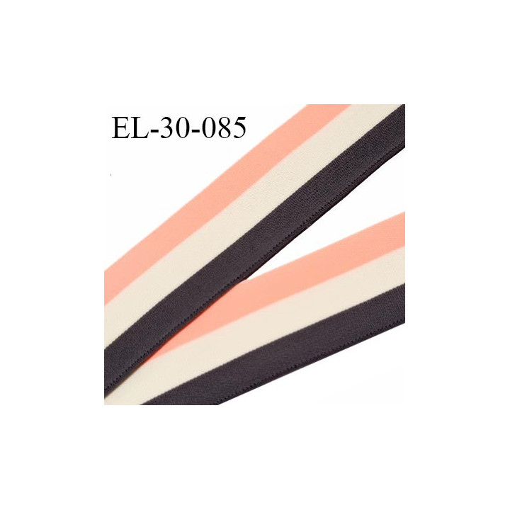 Elastique lingerie 30 mm couleur gris écru et corail fluo haut de gamme très doux au toucher prix au mètre