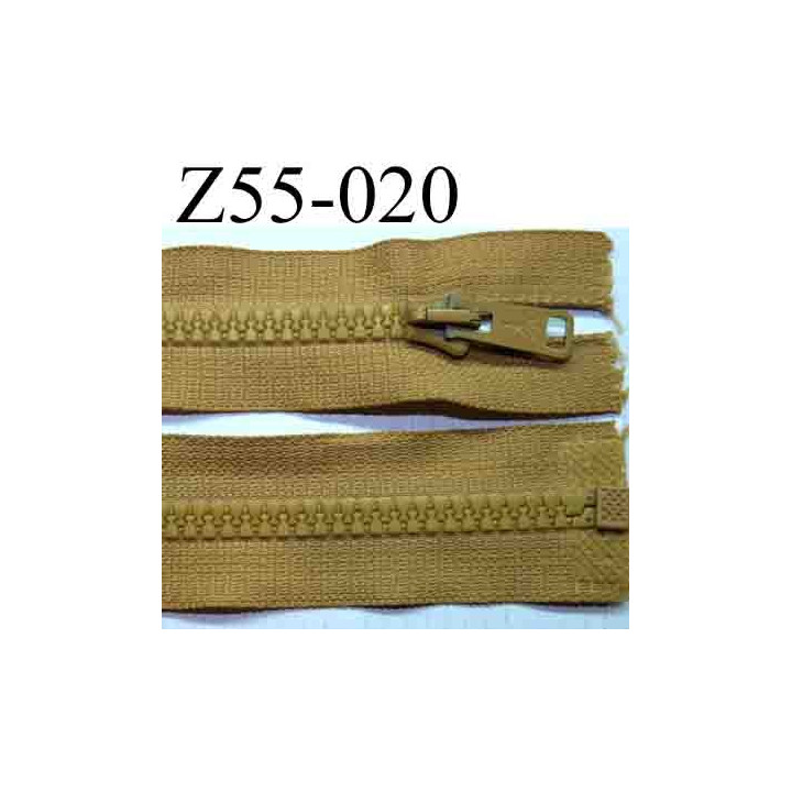 fermeture éclair longueur 55 cm couleur beige caramel séparable largeur 3.2 cm zip glissière nylon largeur 6 mm