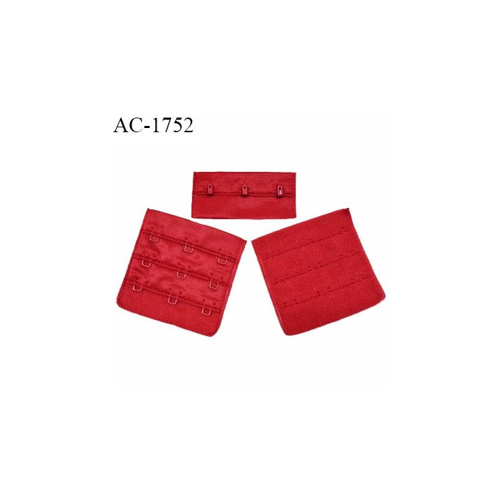 Agrafe 57 mm attache SG haut de gamme couleur rouge flamboyant 3 rangées 3 crochets largeur 57 mm hauteur 55 mm prix à l'unité