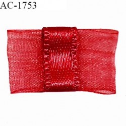 Noeud lingerie 20 mm haut de gamme en mousseline mate et centre satin couleur rouge fusion prix à l'unité