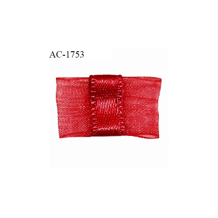 Noeud lingerie 20 mm haut de gamme en mousseline mate et centre satin couleur rouge fusion prix à l'unité