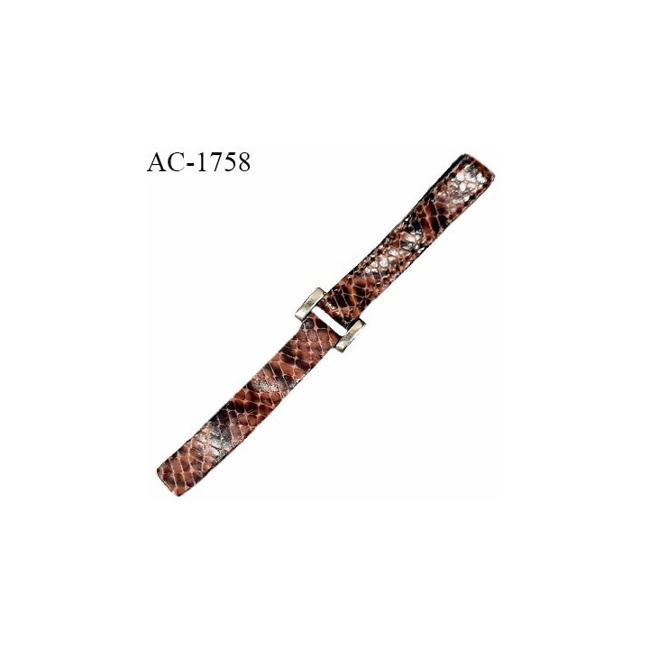 Décor composé d'un étrier chromé et deux lanières imitation peau de serpent couleur marron rosé et noir prix à la pièce