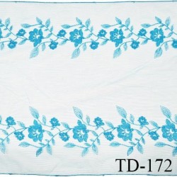 Dentelle broderie sur tulle 33 cm très haut de gamme largeur 33 cm couleur bleu très belle prix pour un mètre