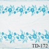 Dentelle broderie sur tulle 33 cm très haut de gamme largeur 33 cm couleur bleu très belle prix pour un mètre