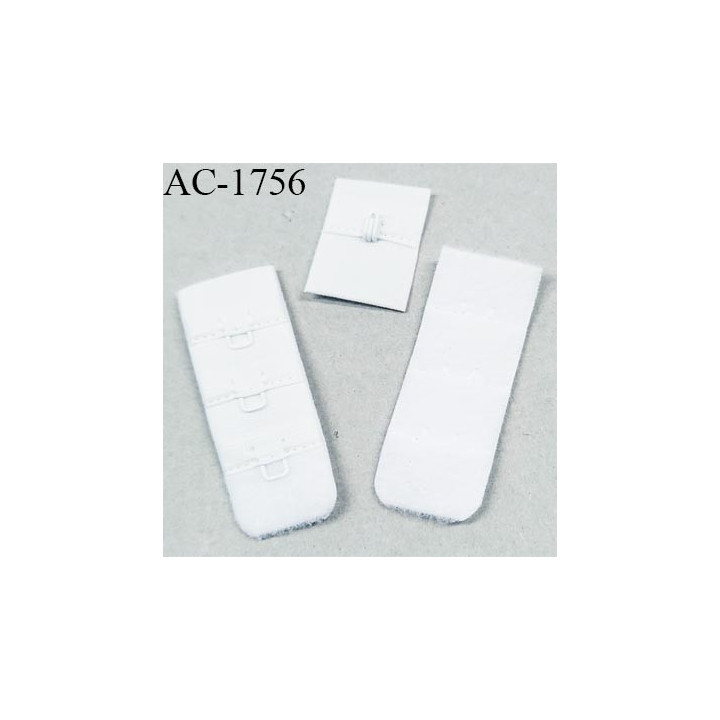 Agrafe attache 19 mm de sg  soutien gorge 3 rangés 1 crochets largeur 19 mm hauteur 55 mm couleur blanc fabriqué en France