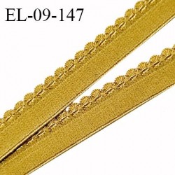 Elastique picot 9 mm lingerie couleur moutarde largeur 9 mm + 5 mm haut de gamme prix au mètre