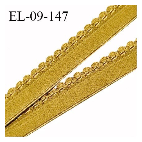 Elastique picot 9 mm lingerie couleur moutarde largeur 9 mm + 5 mm haut de gamme prix au mètre