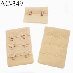 Agrafe attache 30 mm rallonge extension de soutien gorge 3 rangés 2 crochets largeur 30 mm hauteur 55 mm couleur chair