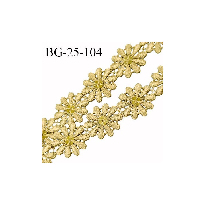 Galon ruban guipure 25 mm motif fleur couleur moutarde avec un sequin au centre prix pour un mètre