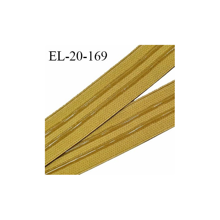 Elastique anti glisse 20 mm couleur moutarde bonne élasticité allongement +130% largeur 20 mm prix au mètre