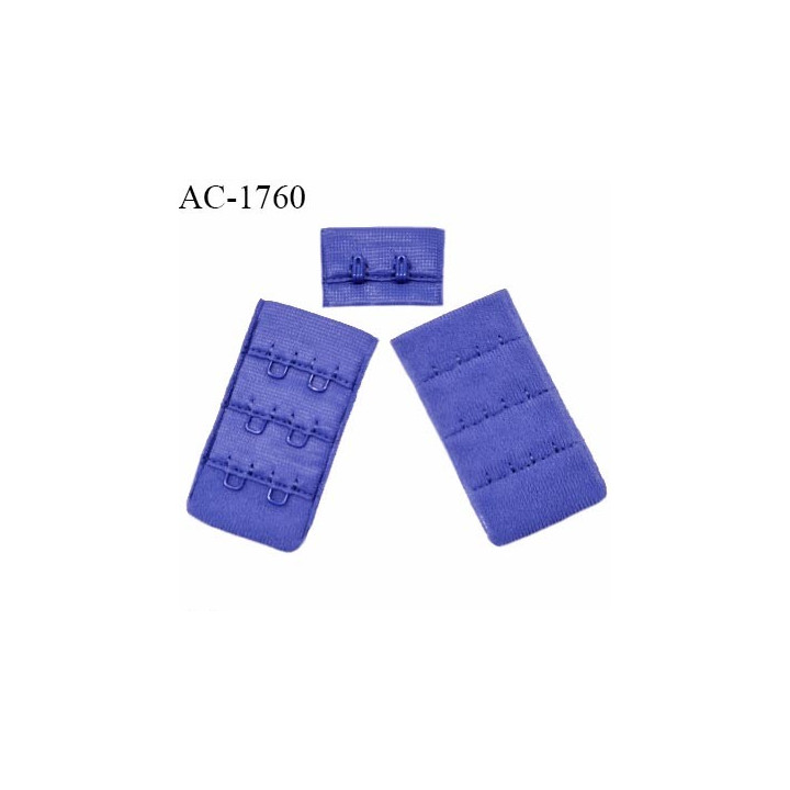 Agrafe 30 mm attache SG haut de gamme couleur bleu lavande 3 rangées 2 crochets largeur 30 mm hauteur 55 mm prix à l'unité
