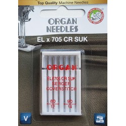 Aiguille Organ EL X 705 CR SUK n° 80 3 aiguilles et 90 3 aiguilles la boite de 6 aiguilles