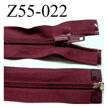 fermeture éclair longueur 55 cm couleur rouge bordeau séparable largeur 3.2 cm zip glissière nylon largeur 6 mm