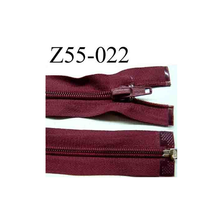 fermeture éclair longueur 55 cm couleur rouge bordeau séparable largeur 3.2 cm zip glissière nylon largeur 6 mm
