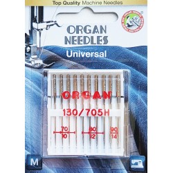 Aiguille Organ 130 705 UNIVERSEL ASSORTIMENT N° 70 4 pcs N° 80 4 pcs N° 90 2 pcs la boite de 10 aiguilles