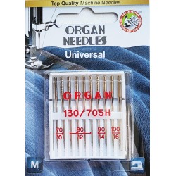 Aiguille Organ 130 705 UNIVERSEL ASSORTIMENT N° 70 2 pcs N° 80 4 pcs N° 90 2 pcs N° 100 2 pcs  la boite de 10 aiguilles